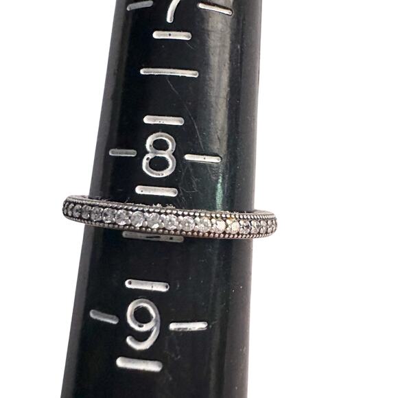 Pandora Sparkle & Hearts Ring Sterling Silver w Cubic Zirconia Stones size 8.5 - Picture 11 of 16